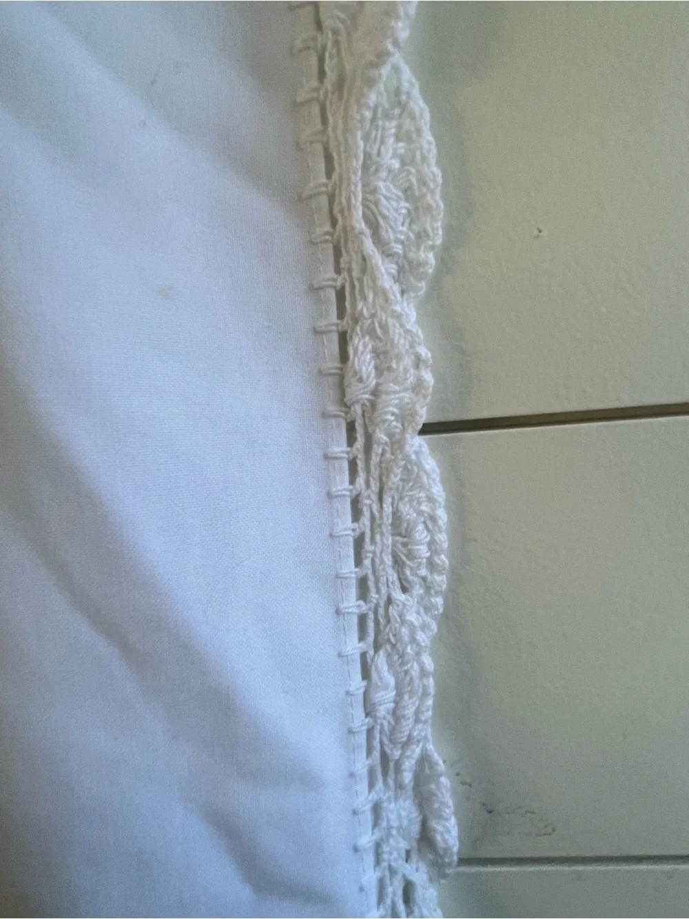 Vintage Hand Embroidered Kalocsa Floral Tablecloth Lace Trim White 88 X 44